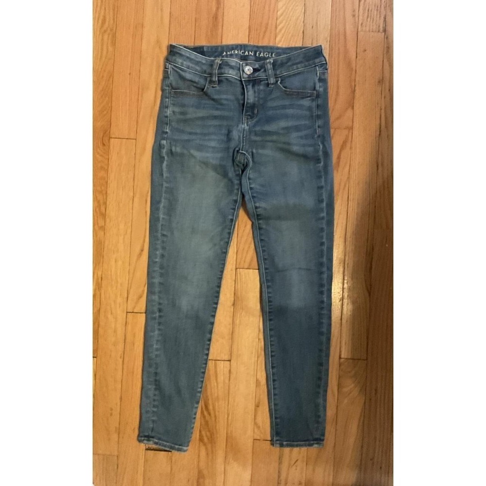 American Eagle Jegging Womens Size 0 Short Medium Wash Blue Skinny Jeans T49-42R